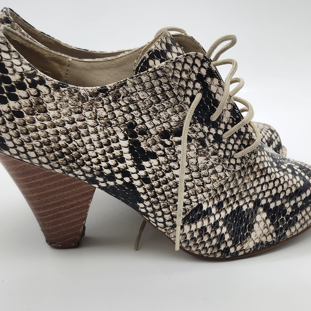 Forever 21 Snakeskin Lace-Up Block Heels